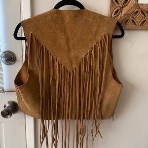 Real leather vest - thrifted - tan